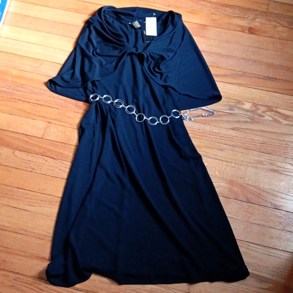 NWT Grace Elements Black Gotham Dress with Metal Belt ■ Size S